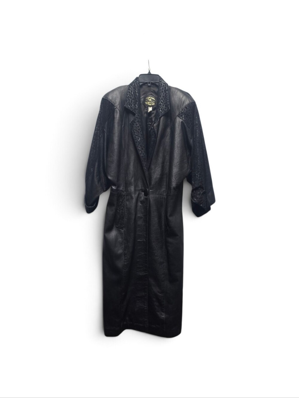 Vintage  Levy's 1980s or 1990s long black leather trench coat